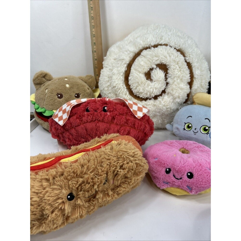 Squishable Plush Comfort Food Lot Cinnamon Bun Burger Fries Donut Hotdog Toasty - Picture 6 of 9